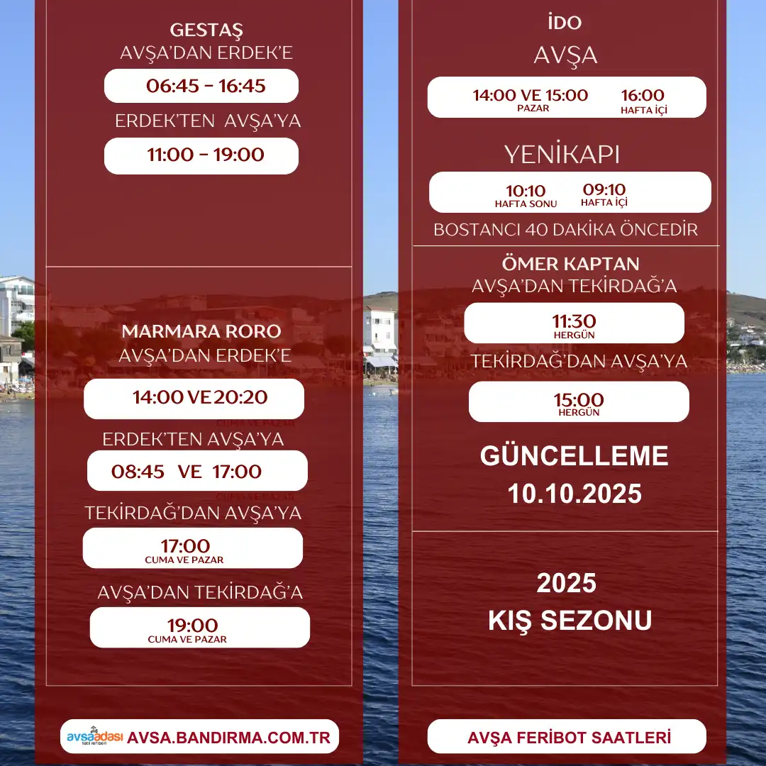 avşa feribot seferleri 2025 kış